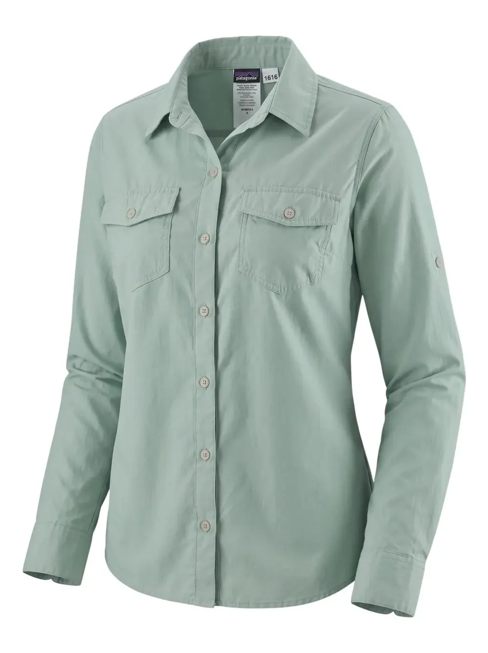 Patagonia Women's 6 Soft River Rock Green Long-Sleeve Self-Guided Sun Shirt